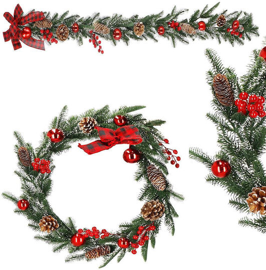 Lighted Christmas Garland Green 150x3cm 1pc