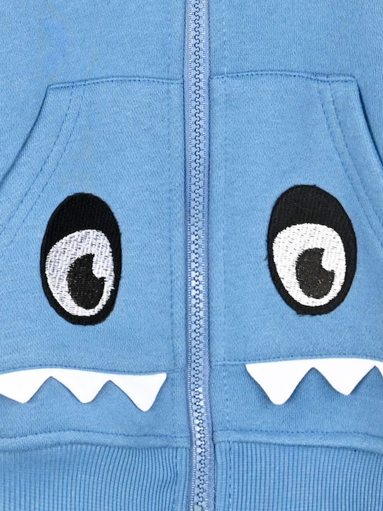 Kids Sweatshirt Cardigan with Hood and Pockets Sky Blue