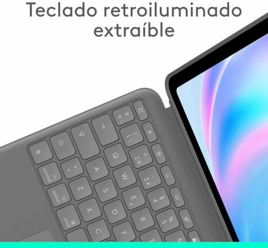 Logitech Combo Touch Flip Cover με Πληκτρολόγιο στα Ισπανικά Γκρι
