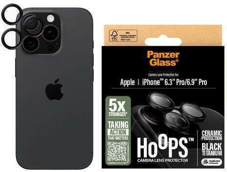 PanzerGlass Hoops Ceramic Optic Rings Προστασία Κάμερας Tempered Glass Μαύρο για το iPhone 16 Pro, iPhone 16 Pro Max