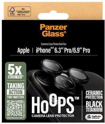 PanzerGlass Hoops Ceramic Optic Rings Προστασία Κάμερας Tempered Glass Μαύρο για το iPhone 16 Pro, iPhone 16 Pro Max