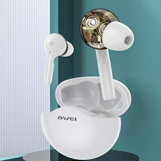Awei T12 In ear Bluetooth хендсфри Слушалки с Кутийка за Зареждане Бял