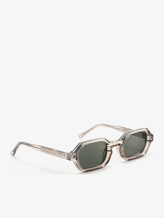 Red Raven Jackie Unisex Sunglasses with Beige Plastic Frame and Green Lens