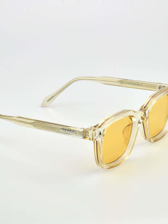 Red Raven Miller Sunglasses with Transparent Plastic Frame and Yellow Polarized Lens