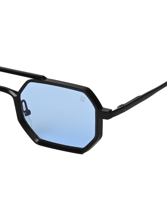 AV Sunglasses Moda Слънчеви очила с Черно Метална Рамка и Светлосин Огледална Леща 110-Moda Matt Black/Blue