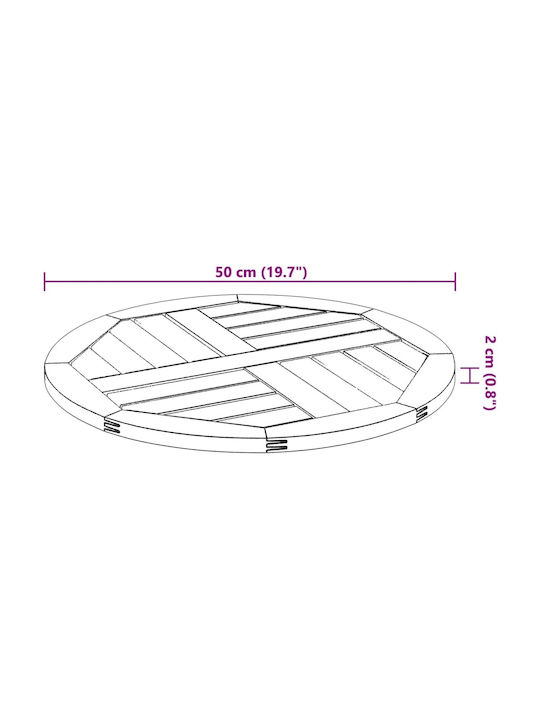 vidaXL Round Table Surface made of Solid Wood Acacia 50x50x2cm 4004247 1pcs