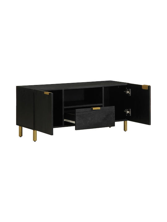 TV Stand from Metal & Wood Black Velvet-Black Metal L105xW33xH46cm