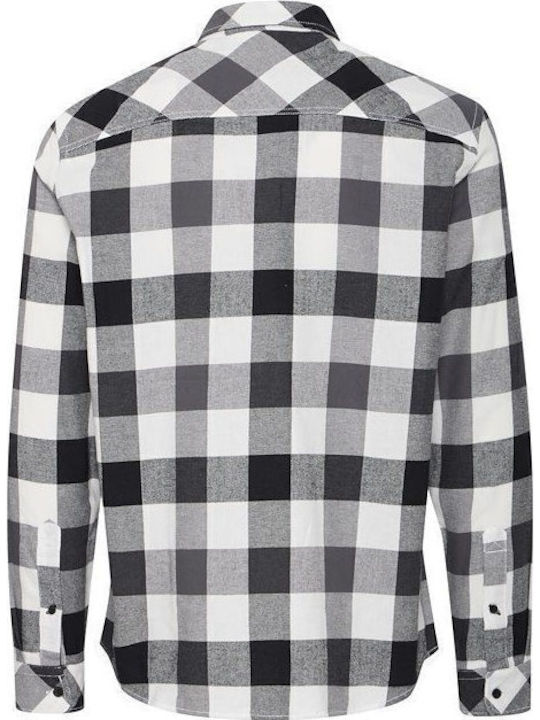 Long-sleeved Flannel Shirt Checked Black