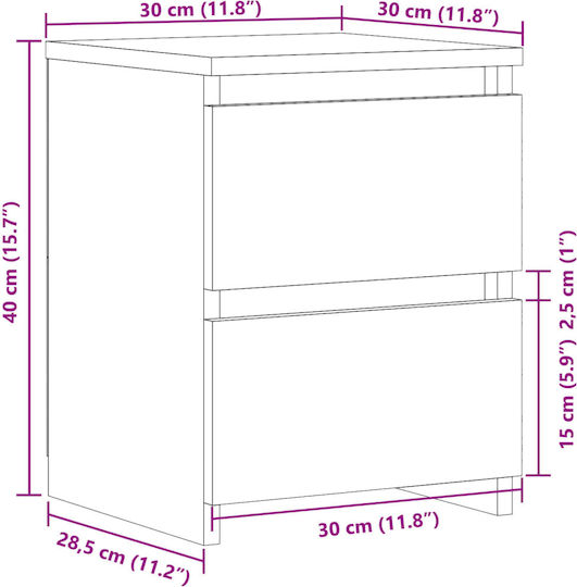 Κομοδίνο Ξύλινο Παλιό ξύλο 30x30x40cm