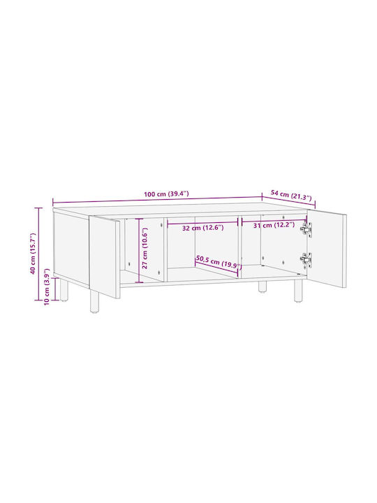 vidaXL Kaffeetisch Zentral aus Massivholz Schwarz M100xL54xH40cm