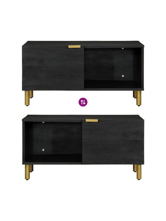 Rectangular Central Coffee Table Made of Solid Wood Black M80xW50xH40cm