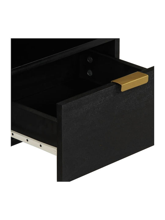 Rectangular Central Coffee Table Made of Solid Wood Black M80xW54xH40cm