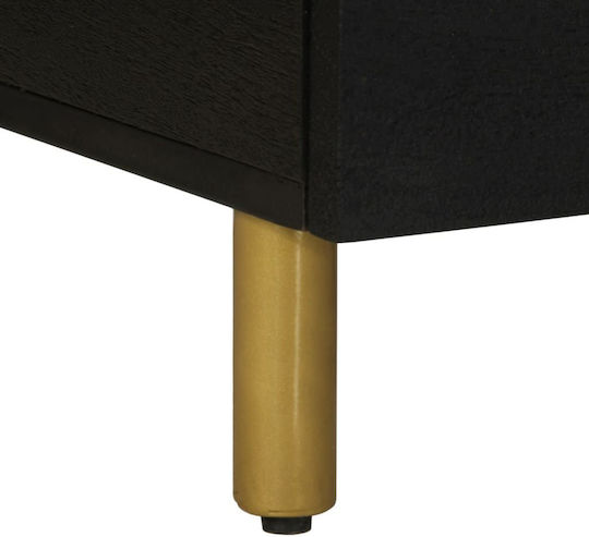 Rectangular Central Coffee Table Made of Solid Wood Black M80xW54xH40cm