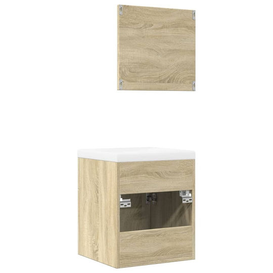 vidaXL Waschtisch mit Waschbecken & Spiegel L42xB18xH39cm Coffee