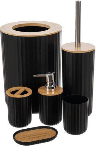 Ruhhy Plastic Bathroom Accessory Set Black 6pcs