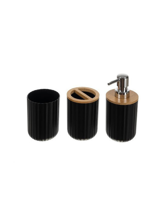 Ruhhy Plastic Bathroom Accessory Set Black 6pcs