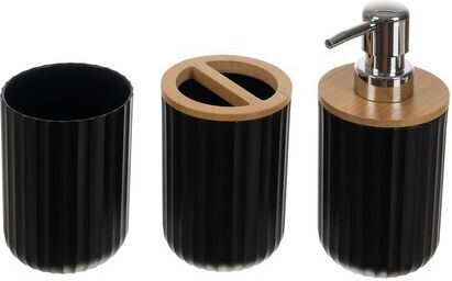 Ruhhy Plastic Bathroom Accessory Set Black 6pcs