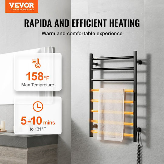 Vevor Electric Towel Rail 80x50cm Black