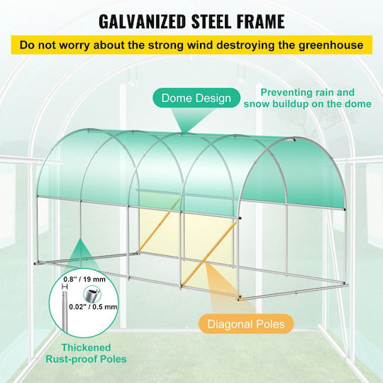 Vevor YDSDWSL1577FTL1FIV0 Greenhouse Tunnel with Metal Frame 4.5x2x2m