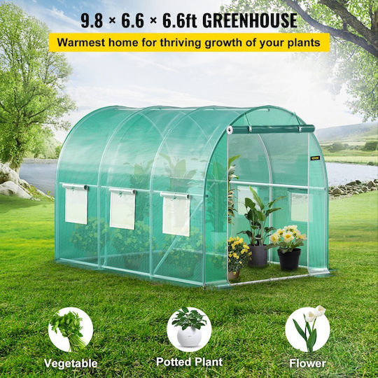 Vevor YDSDWSL1077FTKHD5V0 Greenhouse Tunnel with Metal Frame 4.5x2x2m