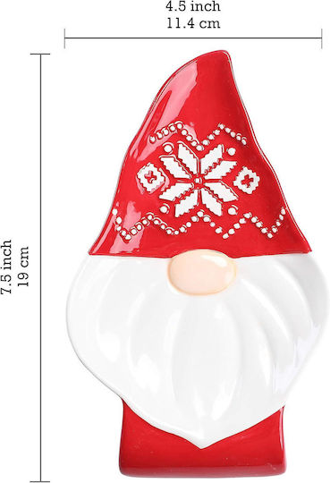 Gnome-shaped Christmas Coaster Ceramic Red L19xW11.4cm.