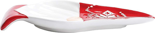 Gnome-shaped Christmas Coaster Ceramic Red L19xW11.4cm.