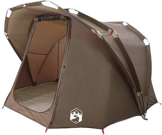 vidaXL Camping Tent Tunnel Brown for 4 People 260x276x179cm