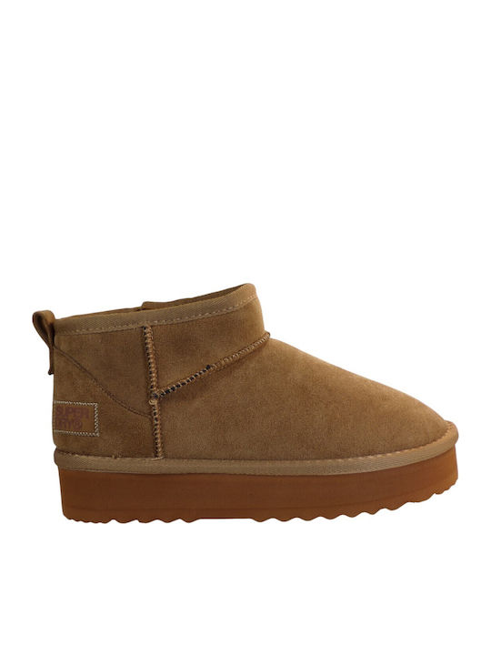 Suede Women's Ankle Boots Camel