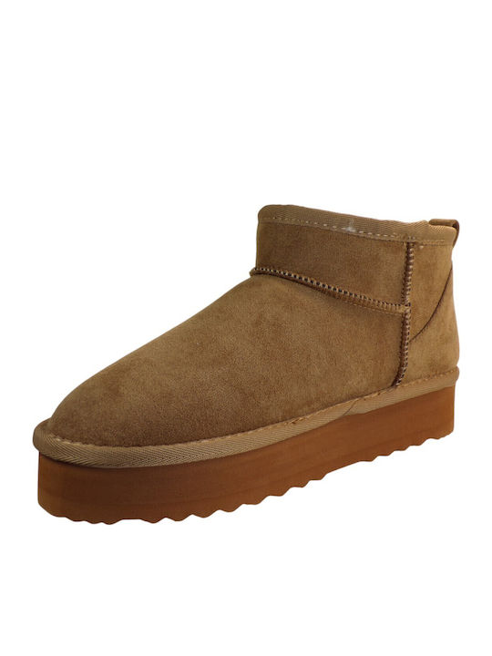 Suede Women's Ankle Boots Camel
