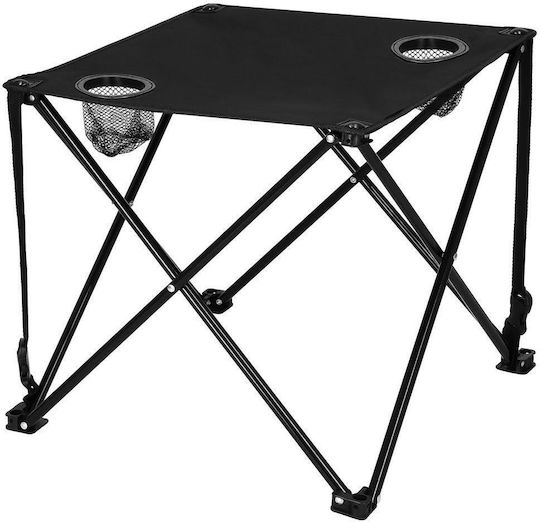 Tabelul Metalic pentru Camping Pliabil 46x46x45cm Negru