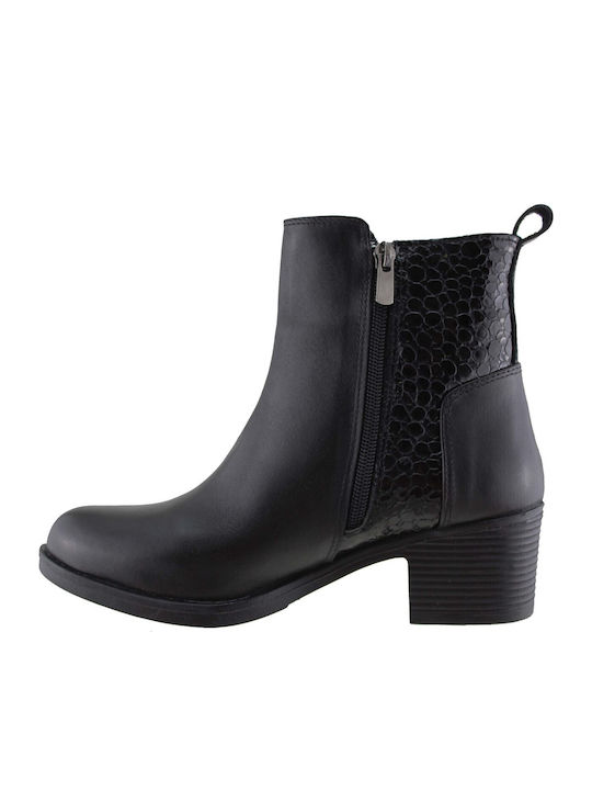 Leder Stiefeletten Damen Schwarz
