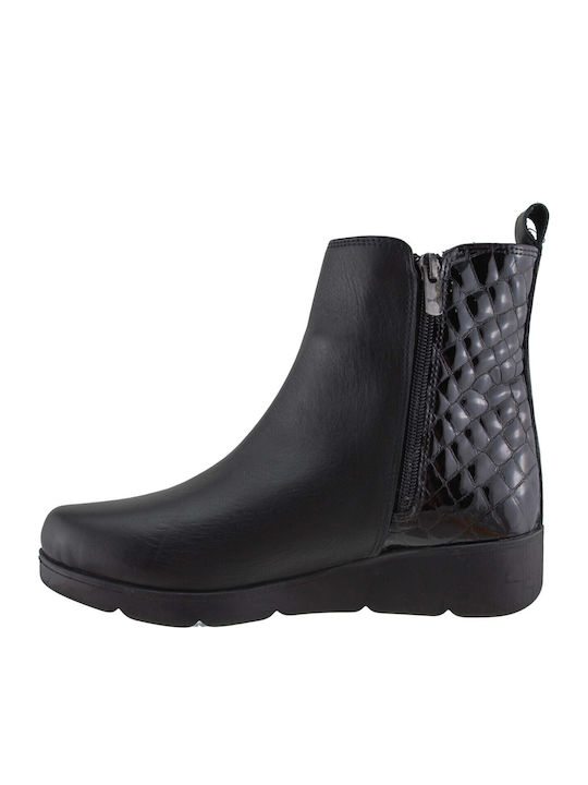 Leder Stiefeletten Damen Schwarz