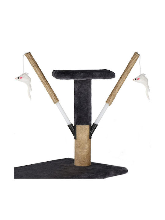 Cat Playset Scratching Post Hidden Nook Bed Balls 145cm Graphite