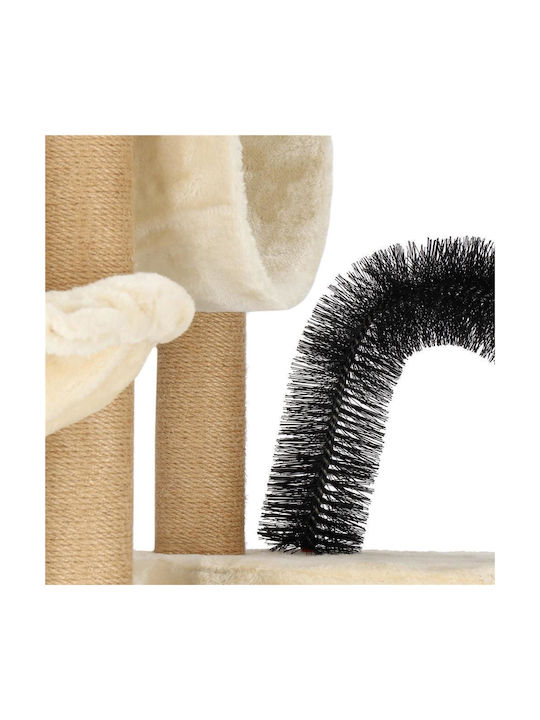 Ansamblu de Joacă pentru Pisici cu Stâlp de Scratching, Loc de Ascuns, Pat, Hamac, Minge 154cm Crem