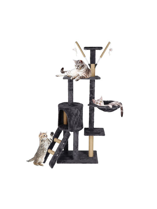 Cat Playset Scratching Post Hidden Nook Bed Balls 145cm Graphite