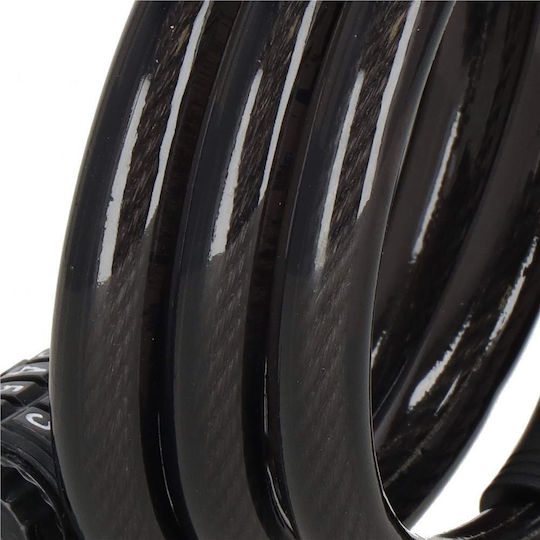 Lacăt Bicicletă Tip Spiră cu combinație Neagră