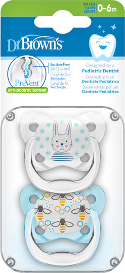 Dr. Brown's Prevent Orthodontic Pacifiers Silicone Transparent-Light Blue for 0-6 months 2pcs