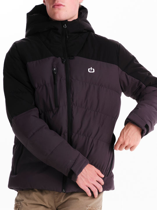 Winter Jacket Puffer Waterproof and Windproof Plum/Black