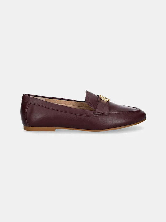 Ralph Lauren Leather Women's Loafers in Burgundy Color