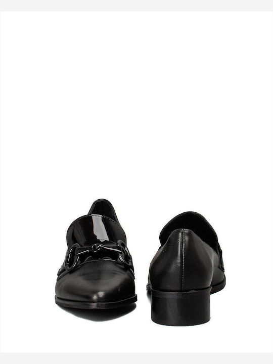 Leather Women's Loafers in Black Color