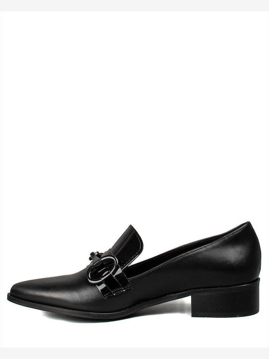Leather Women's Loafers in Black Color