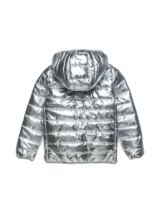 Alouette Kids Quilted Jacket with Hood Silver