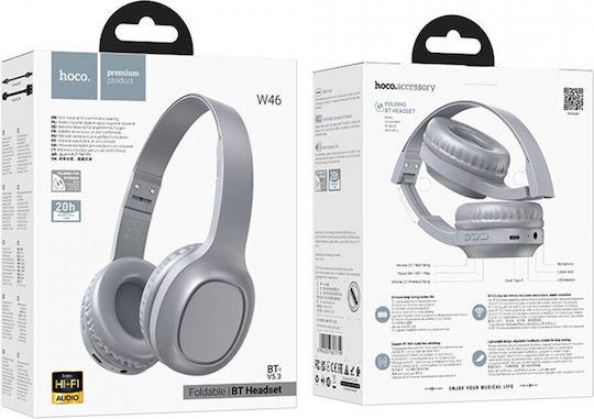Hoco Charm W46 Bluetooth Wireless Over Ear Headphones with 20 hours of Operation Light Blue Gray