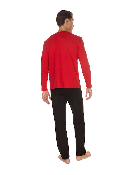 Comfort Men's Winter Cotton Pajamas Set Red