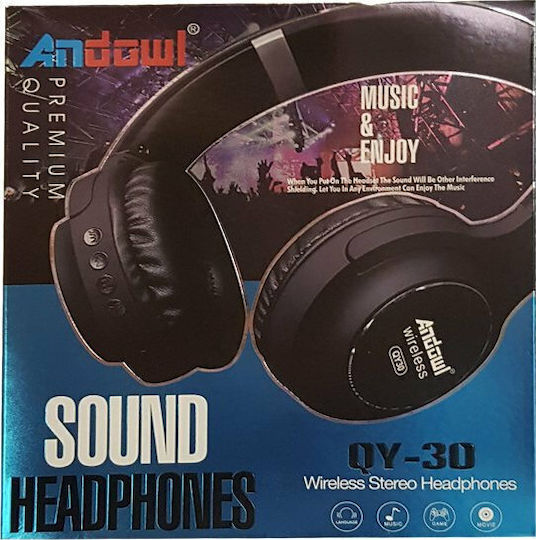 Andowl QY-30 Wireless / Wired On Ear Headphones with Radio with 5 hours of Operation Red