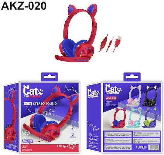 AKZ-K20 Over Ear Gaming Headset with Connection 3.5mm Red
