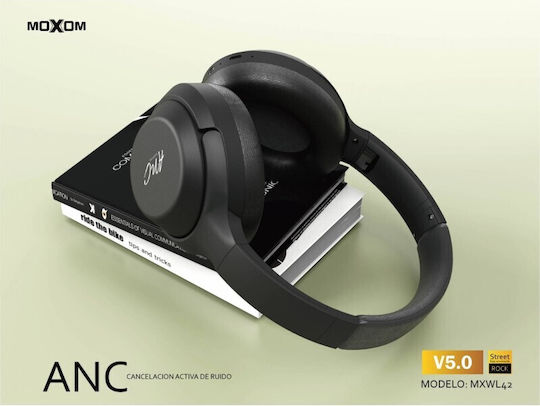 Moxom Mx Wl42 Ακουστικά Μαύρο Ασύρματα Bluetooth Over Ear Ακουστικά με 9 ώρες Λειτουργίας Μαύρα