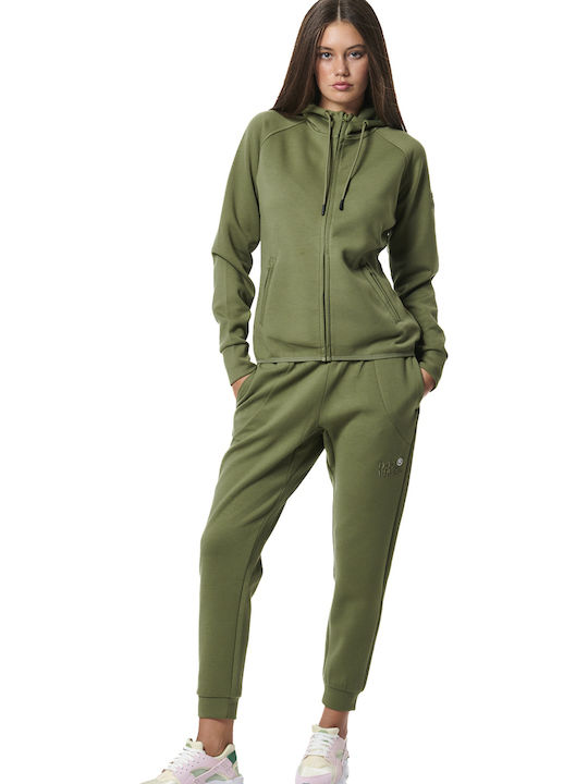 Women's Sweatshirt Jacket Hooded Khaki