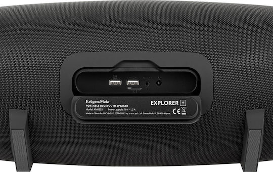 Kruger & Matz Explorer + Αδιάβροχο Ηχείο Bluetooth 15W με Ραδιόφωνο και Διάρκεια Μπαταρίας έως 8 ώρες Μαύρο