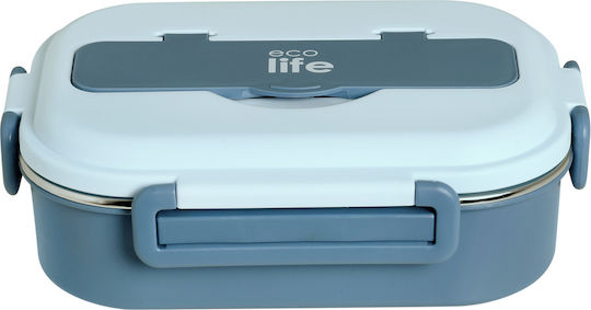 Ecolife Cutlery Δοχείο Φαγητού Inox Μπλε με Χωρίσματα 1lt